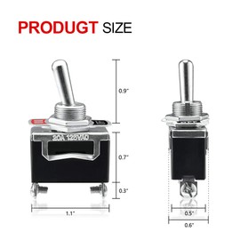 Rocker Switch 15A 250V / 20A 125V SPST 2-Pin On/Off Rocker Switch with Metal Lever Waterproof Protective Cap for Car Truck Boat Car Truck Pack of 6