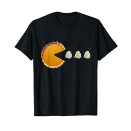 Pumpkin Pie Eating Running Whipped Cream Thanksgiving Day T-Shirt