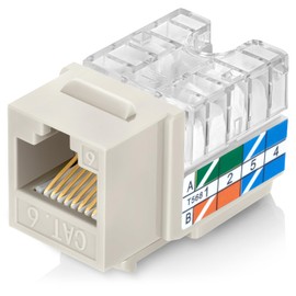 Everest Media Solutions 90° Angled CAT6 Keystone Jack in Light Almond - Slim Profile RJ45 Ethernet Connector - Compatible with Speed Termination Tool - easyJACK (B094WB91H3) - 20-Pack
