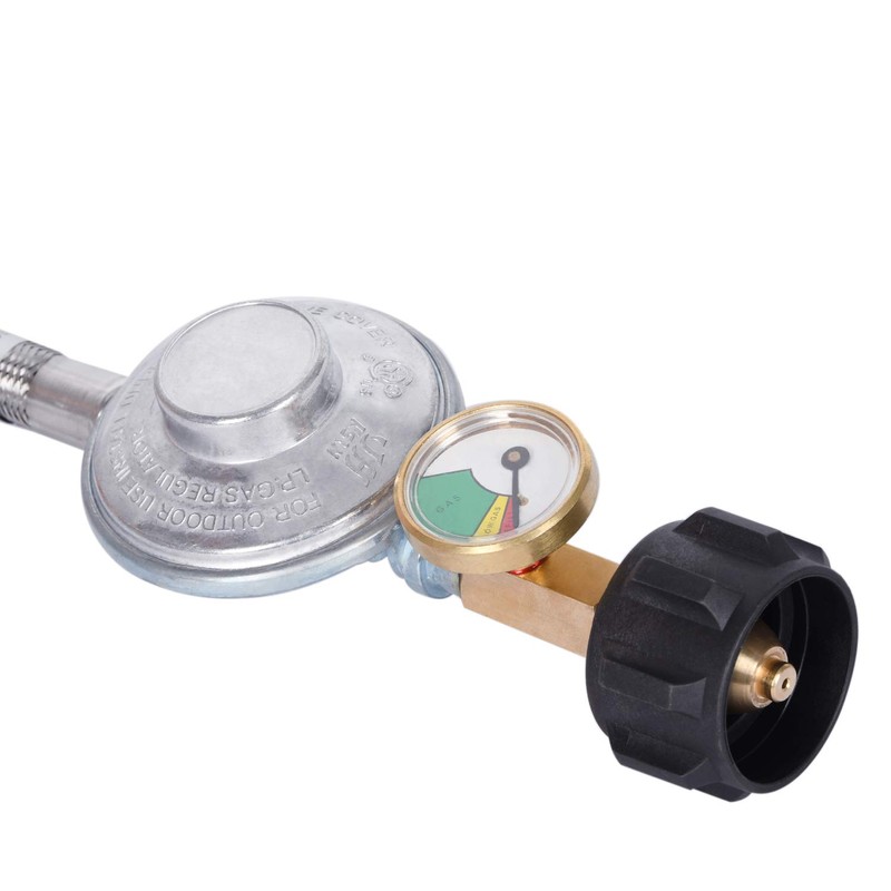GasSaf 6FT Propane Regulator Hose with Gauge, Grill Regulator Hose