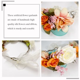 Flower Wreath Hair, Flower Wreath Flower Crown Headband, Artificial Flowers Crown, Bridal Headpiece, Headband Flowers, for Flowers, Bridesmaid, Girls, Maternity Photo Festival, Party, Wedding, Beach