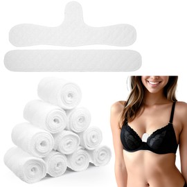 MBAIYO 10 Pcs Reusable Cotton Bra Liners, Bra Liners to Absorb Sweat Under Breasts 3 Layer Washable Sweat Absorber Pads 2 Shape White Tummy Liner 18Inch for Women