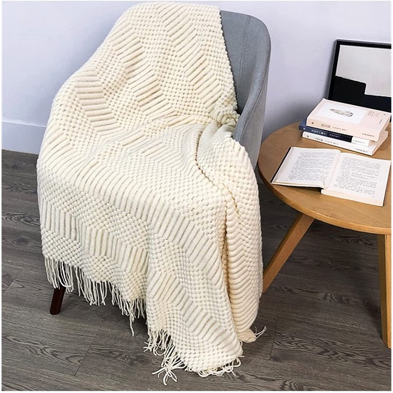 Hayisugal Bedspread Blanket Boho Blanket Soft Knitted Blanket Reversible Blanket