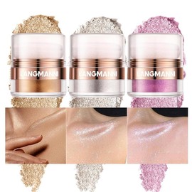 3 Colors Body Highlighter Powder Body Glitter Shimmer Contour Powder Smooth Sparkling Highlighter Powder for Face Eyes Body Glow.(1, 01#, 1) springtok - Color: 01#+02#+03#, Size: 1 Ounce (Pack of 1)
