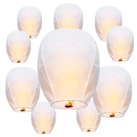 Chinese Paper Lanterns (10 Packs),100% Biodegradable Eco Friendly Colorful Lanterns for Weddings, Birthdays, Memorials， Campfire and Any Parties