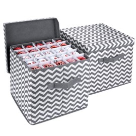 Anstore Christmas Ball Storage Container with Dividers, 166 Compartment Ornament Storage Box，Christmas Containers with Lids Designed for Delicate Christmas Decorations-Tear Proof Non-woven（2PCS）