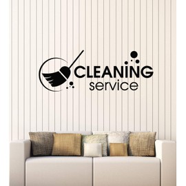 Vinyl Wall Decal Housekeeping Cleaning Service Cleaner Stickers Mural Large Decor (g3716) Black
