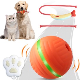 UUpet Interactive Dog Toys Dog Ball, Motion Activated Automatic Rolling Ball with Remote Control for Small/Medium/Large Dogs & Cats, Squeaky Dog Moving Ball Toys, Type-C Rechargeable (Fish)