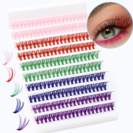 Colored Lash Clusters 200pcs Individual Lashes 5 Colors DIY Lash Extension D Curl Rainbow Eyelash Clusters 14mm Wispy Colorful Cluster Lashes by MERETON (40D 14mm D Curl)