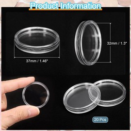 sourcing map 20 Pcs 32mm Silver Dollar Coin Holders, Plastic Coin Capsule Covers Acrylic Clear Round Coin Collection Supplies Container for Silver Coin Protectors or NFC Tag