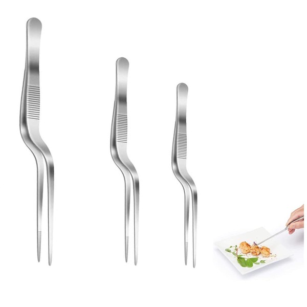 Premium Kitchen Tweezers, Set of 3 Barbecue Tweezers, Kitchen Tweezers,