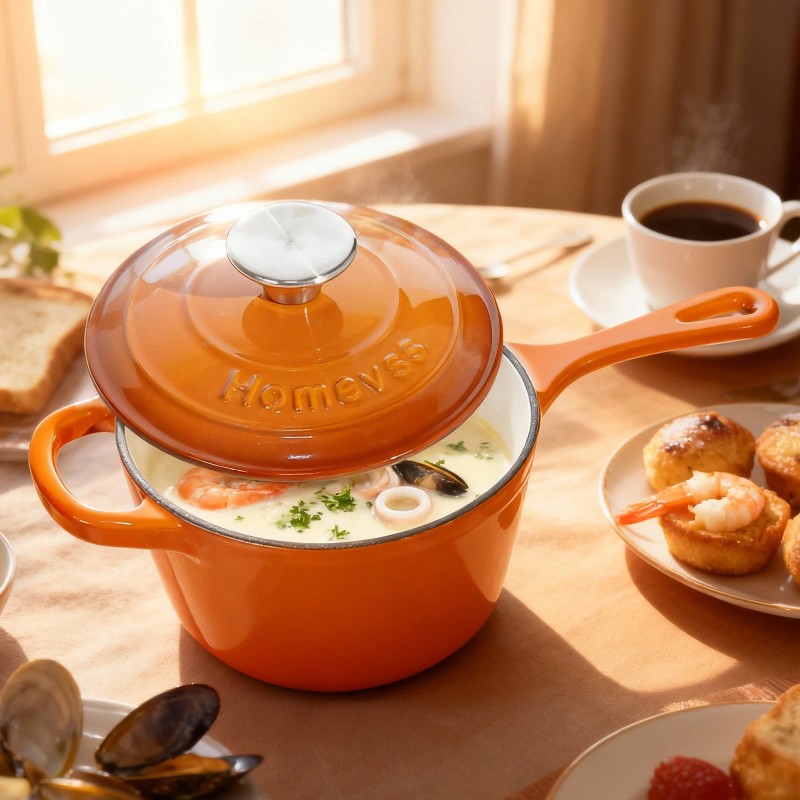 1.75QT Cast Iron Pot Premium Cast Iron Cookware Enameled Cast