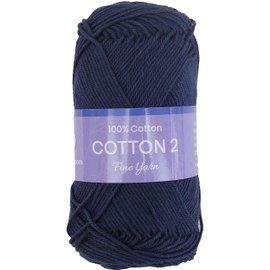 Threadart - Hilo de ganchillo 100% algodón puro, tamaño 2, color azul marino, madejas de 50 gramos, hilo fino #2, 165 yardas por madeja