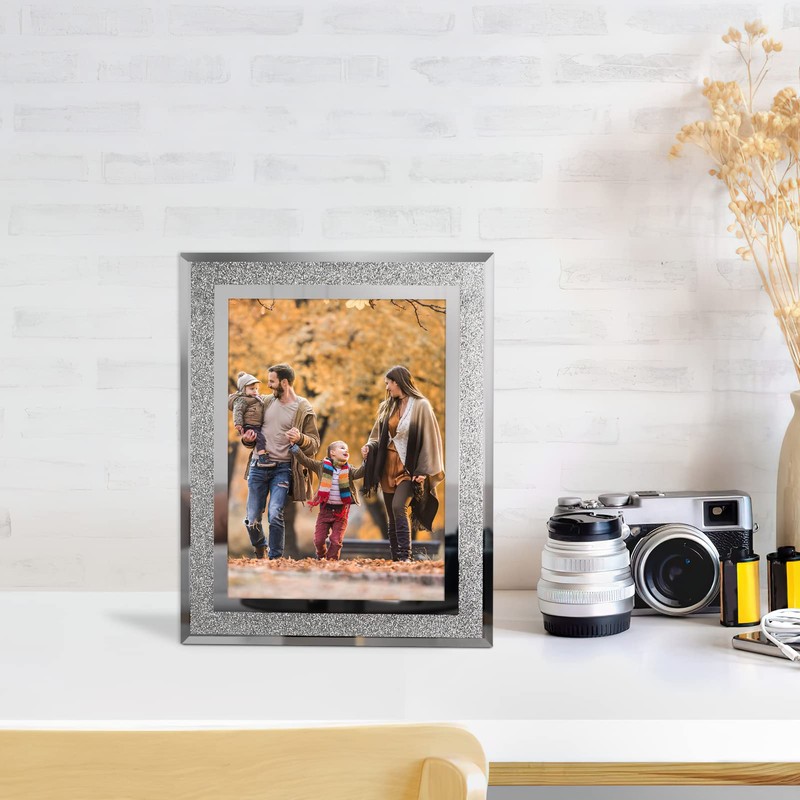 Calenzana 4 Pack 5x7 Sparkle Glass Picture Frame, Glitter Edge
