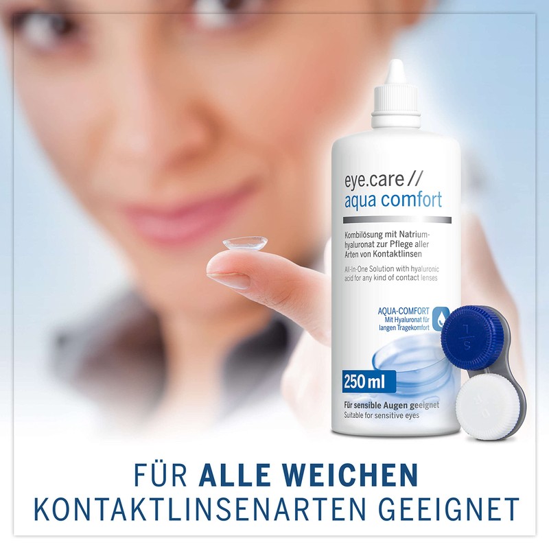 Eye.care Kontaktlinsen Flüssigkeit - mit Hyaluron - Premium 250ml Pflegemittel