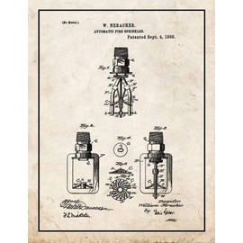 Automatic Fire Sprinkler Patent Print Old Look with Border (24" x 36") M14066