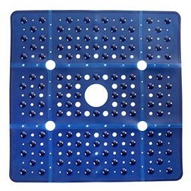 SlipX Solutions Extra Large Square Shower Mat, 27 x 27 Inches, Provides More Coverage & Non-Slip Traction (100 Suction Cups, Great Drainage, Navy Blue)
