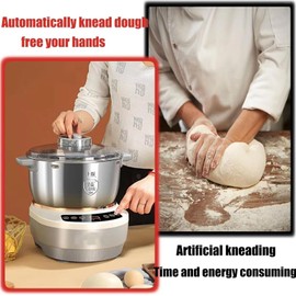 UFAGFDA Electric dough mixer with fermentation function, microcomputer timer, front touch panel, 6.3 liters (7 liters), 304 stainless steel material, suitable for bread, pizza, dumpling dough, and sou