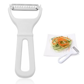 Peeler Spiral Cutter Vegetable Julienne Cutter Carrot Cutter Vegetable Peeler Zoodles Zucchini Spaghetti Cutter Peeler for Julienne Strips Made of Stainless Steel, White
