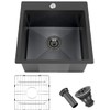 VALISY 18x18 Inch Black Bar Sink Drop In, Topmount Stainless