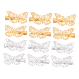 Baluue 12pcs Delicate Retro Butterfly Hair Clips Stereoscopic Hollow Out Design for Girls Elegant Hair Accessories for Weddings Parties and Festivals Colors