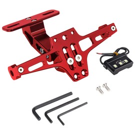 KEMIMOTO Motorcycle License Plate Bracket Fender Eliminator Kit Universal Motorcycle Tail Tidy Motorcycle License Plate Holder Mount Red
