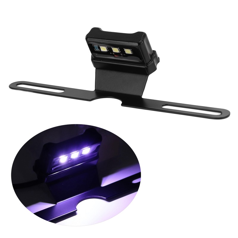 Motorcycle License Plate Lamp Blue LED with Bracket Univeral for