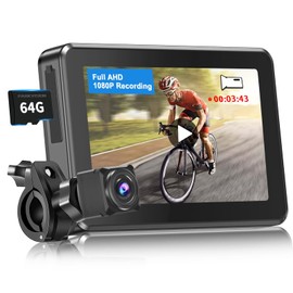 PARKVISION Bicycle Rear View Camera Recorder, 1080P Handlebar Bike Camera with 4.3'' HD Monitor, 64GB TF Card, 110° Angle View, 360°Rotatable Bracket, Backup/Front View Camera for Mountains,Ebikes