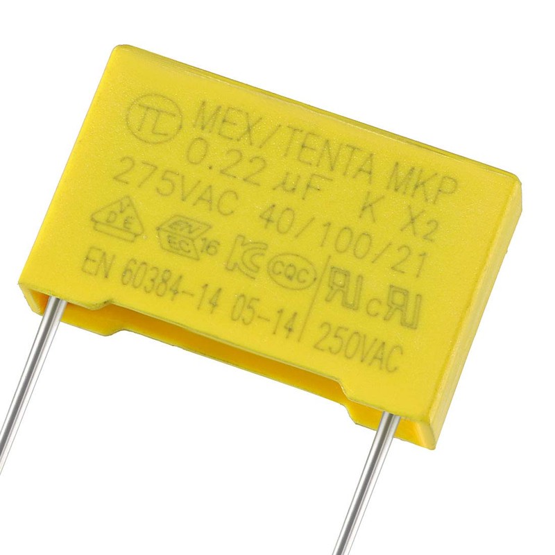 sourcing map Pack of 5 Safety Capacitors Film 0.22uF 275VAC