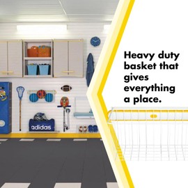 GarageTek Garage Organizer Wall Mount | Extra Large Steel Storage Hanging Basket | Garage Utility Bin - Tool Storage, Sports Equipment Storage, Mounts on TekPanel, TekTrak and Other Slat Walls