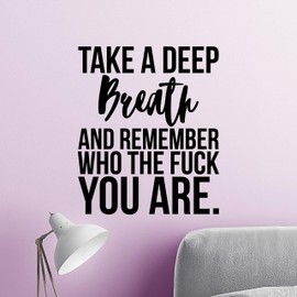 Take a Deep Breath and Remember Who You are Motivational Gym Wall Decal Quote for Home Gym Yoga Exercise Fitness Workout Inspirational Office Wall Art Decor Vinyl Removable Sticker (Large)