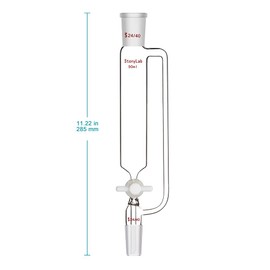 stonylab 50ml Pressure Equalizing Addition Funnel, Borosilicate Glass Dropping Funnel 24/40 Joint with PTFE Stopcock for Laboratory, 50ml