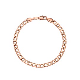 U7 Men Women Rose Gold Plated 5MM Wide Cuban Curb Link Chain Bracelet, 21CM (8.5 Inch)
