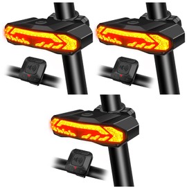 USUPERINK 3PK Bike Tail Light Rechargeable,Smart Bike Tail Light with Turn Signals and Automatic Brake Light,Wireless Remote Control Bike Rear Light Back USB Rechargeable Safety Warning Cycling Light