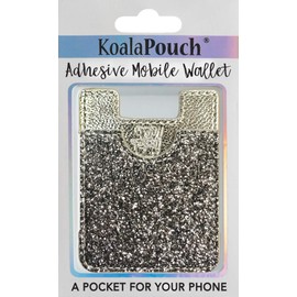 Glitter Koala Pouch - Phone Card Holder, Stick On Wallet (Silver)