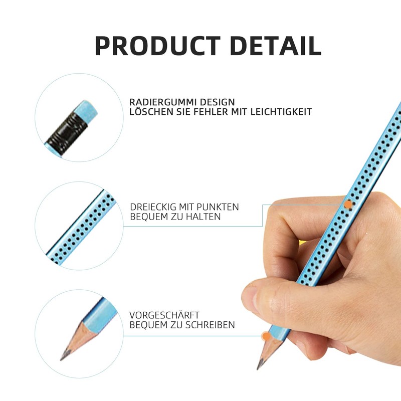 Chedin Pack of 30 HB Pencils, Children's Graphite Pencil, Non-Slip