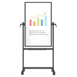 VIZ-PRO Double-Sided Magnetic Mobile Whiteboard, 48 x 24 Inches, Black Aluminium Frame and Stand