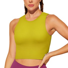 Baydi Women's Sports Bra Without Underwire, Bustier, Removable, Padded Crop Tops, High Closed Tank Top, Yoga, Fitness Soft Bra