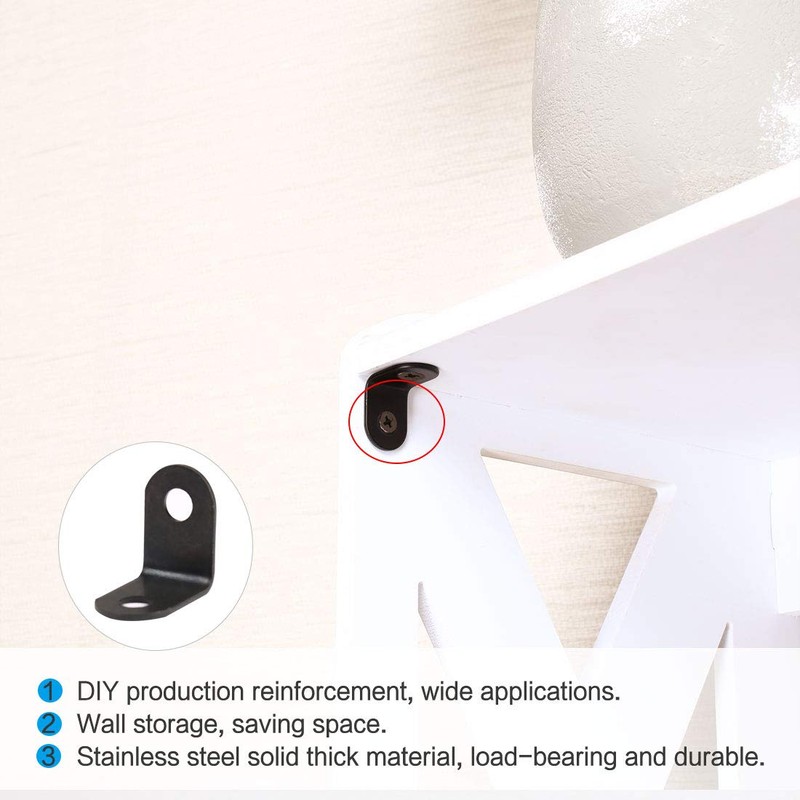 sourcing map 12pcs Angle Bracket Metal 12x12mm Black Corner Brace