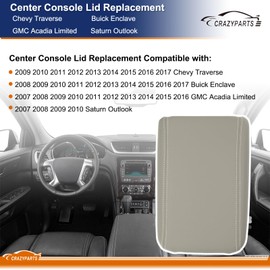 CRAZYPARTS Center Console Lid Fit for 2007-2017 Chevy Traverse, Enclave, Acadia Front Floor Console Armrest Replacement Part # 22905366