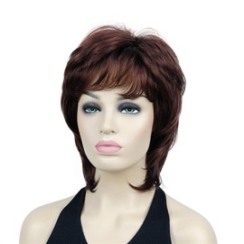 Lydell Short Length Layered Shaggy Full Hair Synthetic Women Cosplay Wigs Auburn