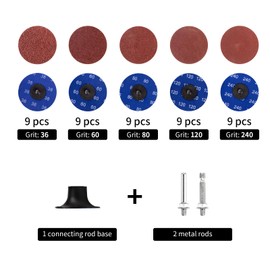 HOMO FABER Roll Lock Disc 3 Inch 46PCS，3 Inch Die Grinder Sanding Discs with 1/4" Disc Holder, Grit 36/60/80/120/240 for Surface Strip, Grind, Polish, Burr Finish, Rust & Paint Removal