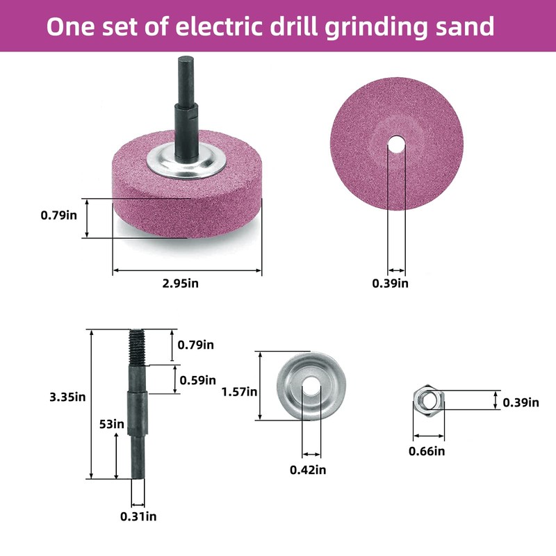 BEROZA Grinding Wheel Adapter and Sharpening Stone for Drill, Metal