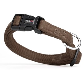 Dogline Comfort Microfiber Flat Collar for Dogs (W 5/8" L 9"-13"), Brown