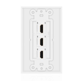 CE Compass HDMI Wall Plate (3 Port, White) HDMI Socket Plug Insert Jack Outlet Panel Mount