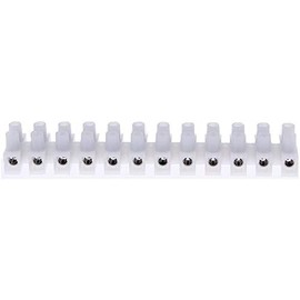 Terminal Block Electrical 12 Positions Terminal Strip, Cross Section 25 mm, 101 Amps, White
