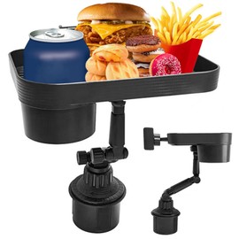 Car Cup Holder Phone Mount | 2 in 1 Detachable Cup Holder Phone Mount,360 Degree Rotation Tray Car Food Table Tray with Solid Base & Phone Slot