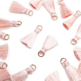 MTSL-006 Mini Tassels Light Pink [Pack of 20] Craft Decoration Fringe Charms Mini Handmade Accessories Strap Parts Glitter Puffy Round