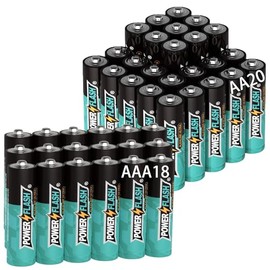 POWER FLASH Alkaline AA20 AAA18 Batteries 1.5V Long Lasting Batteries are Ideal for use in high tech Devices, Clocks, remotes, and Other Household Devices.