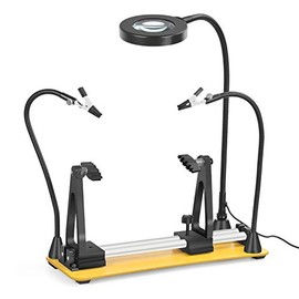 Circuit Board Holder - Adjustable 360°Degree Flipping with Magnifying Glass For Clamping PCB, Soldering, Desoldering and rework (AB-22)